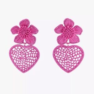 ZARA Raffia Earrings in Fuchsia. Brand new!